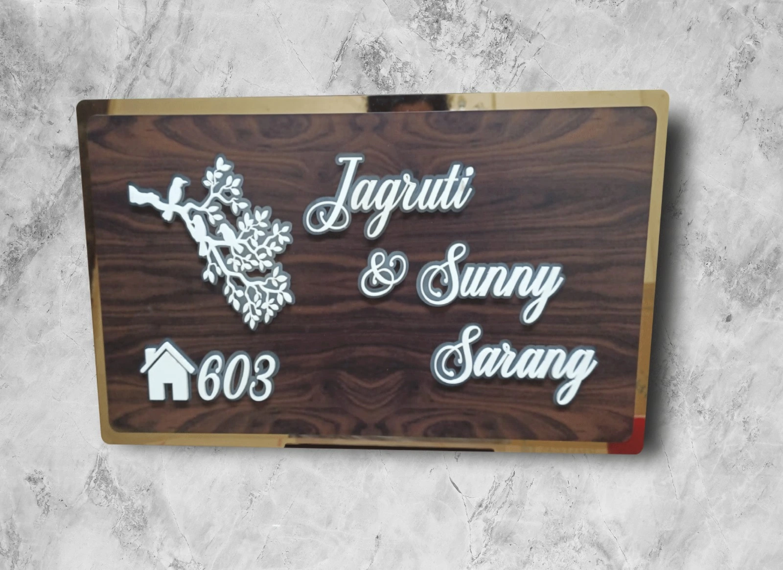 Wooden and Gold Acrylic Nameplate